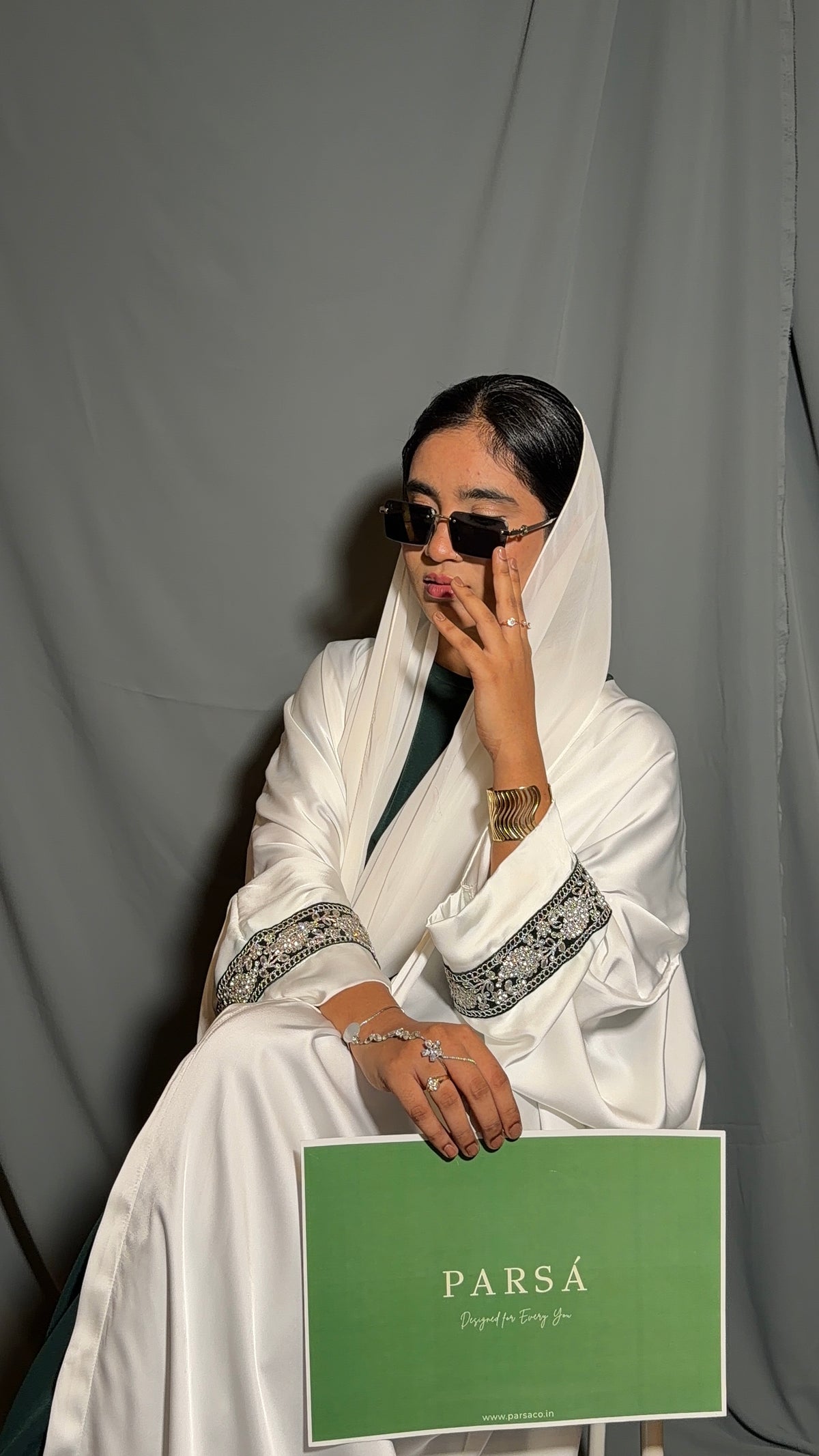 Emerald Abaya - White