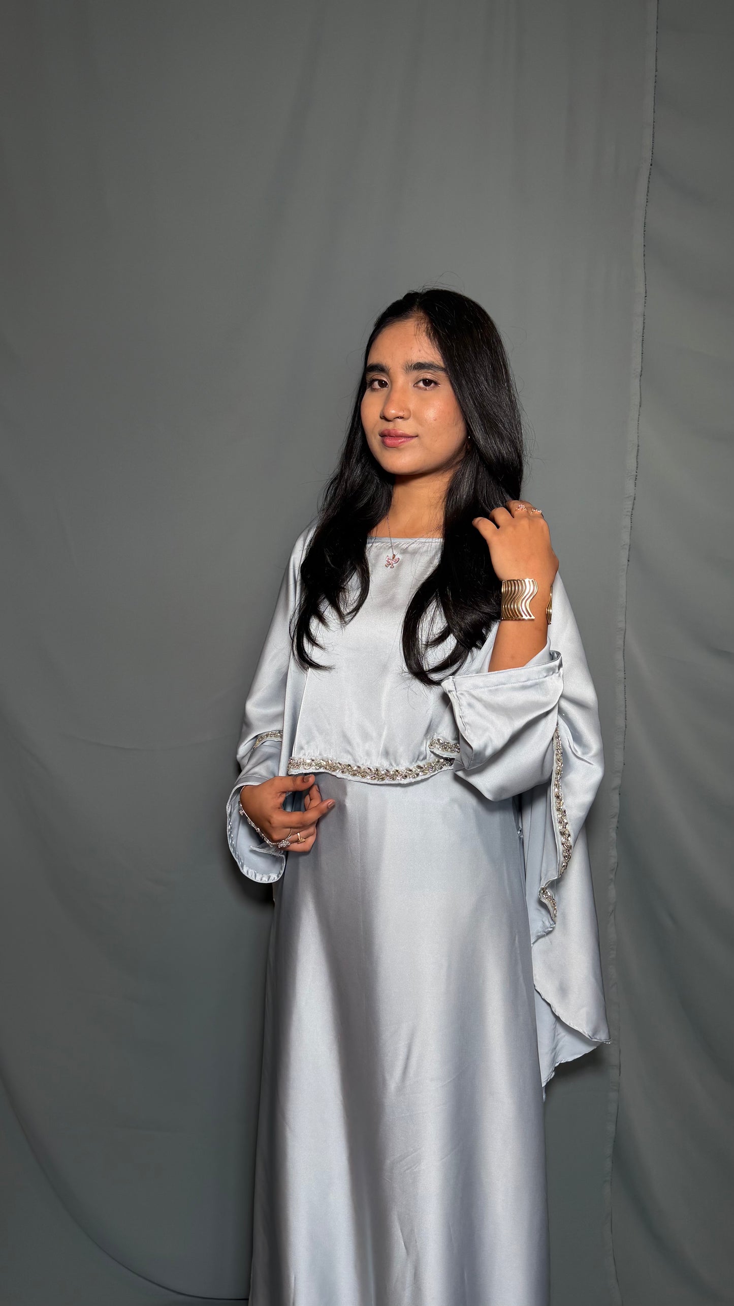 Elsa Diamond Cape Dress - Navy