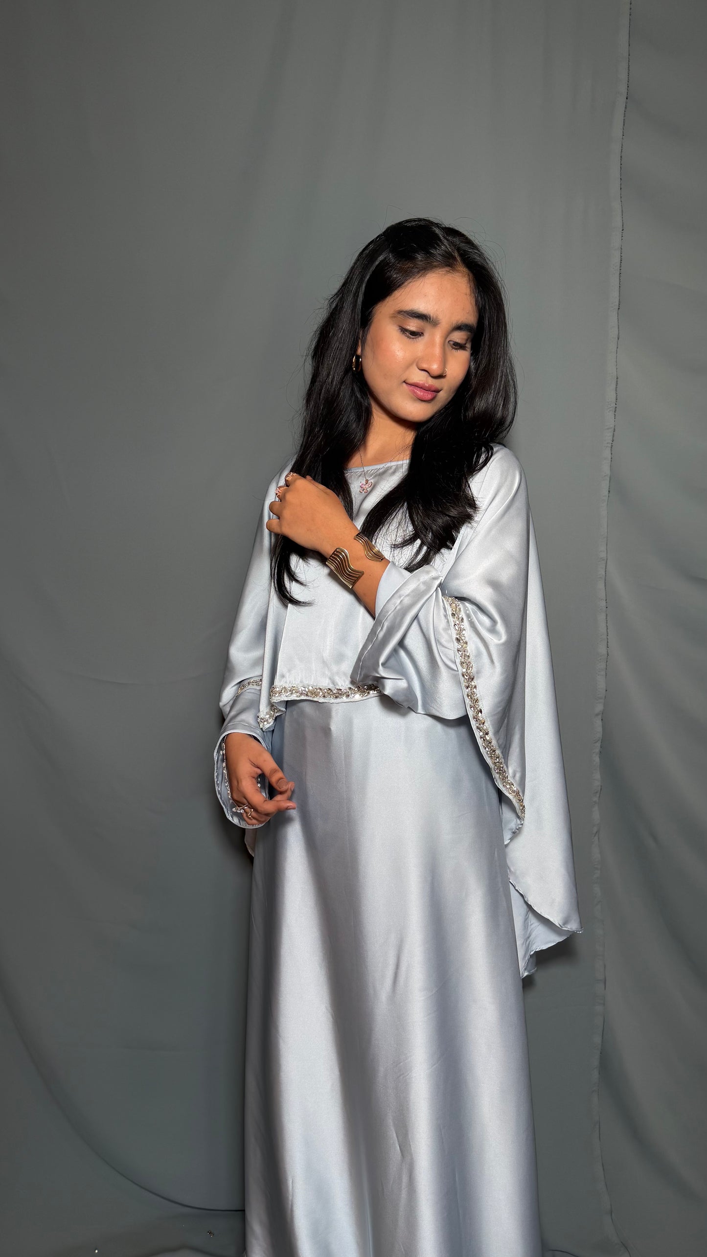 Elsa Diamond Cape Dress - Navy