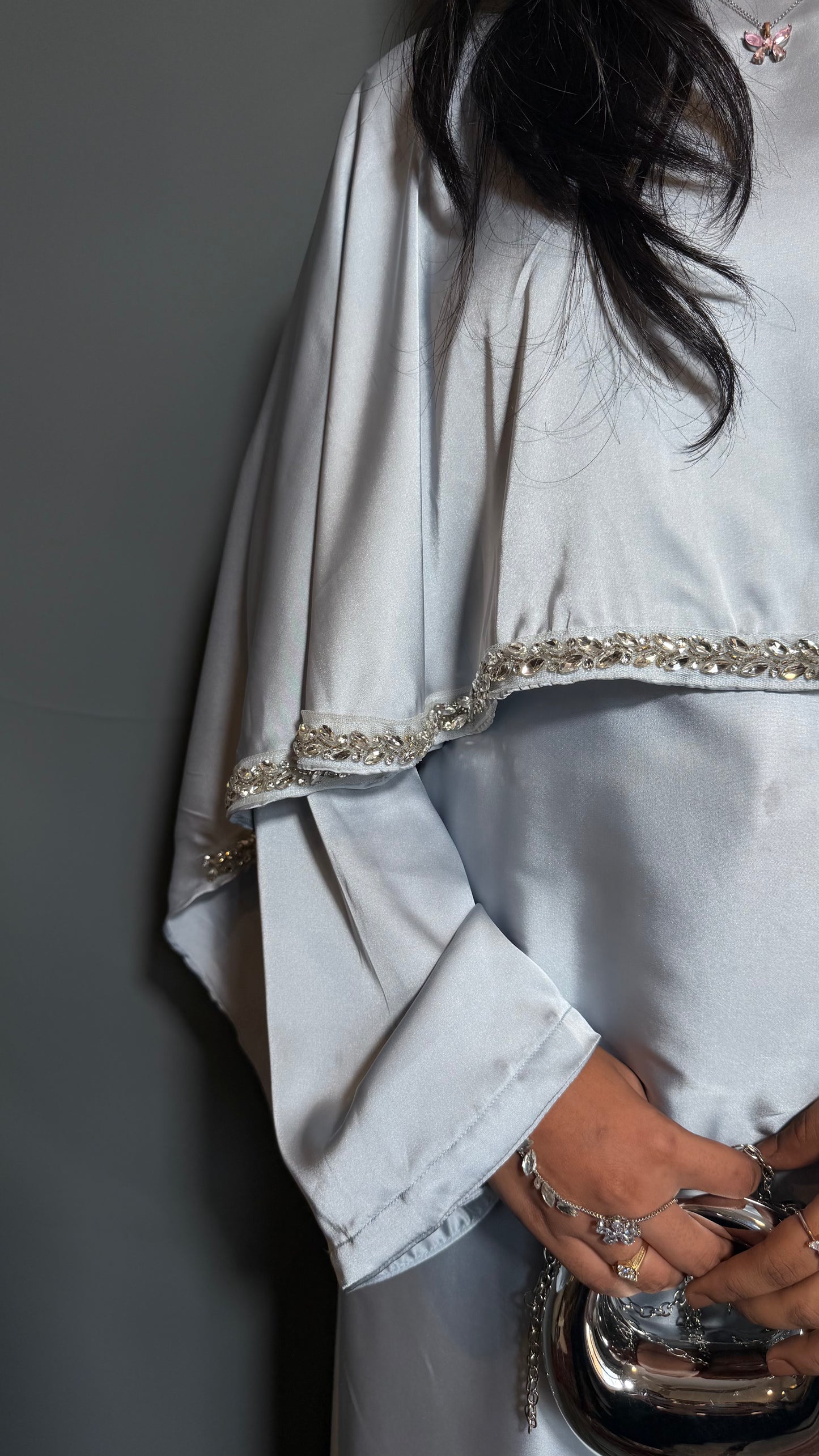 Elsa Diamond Cape Dress - Navy