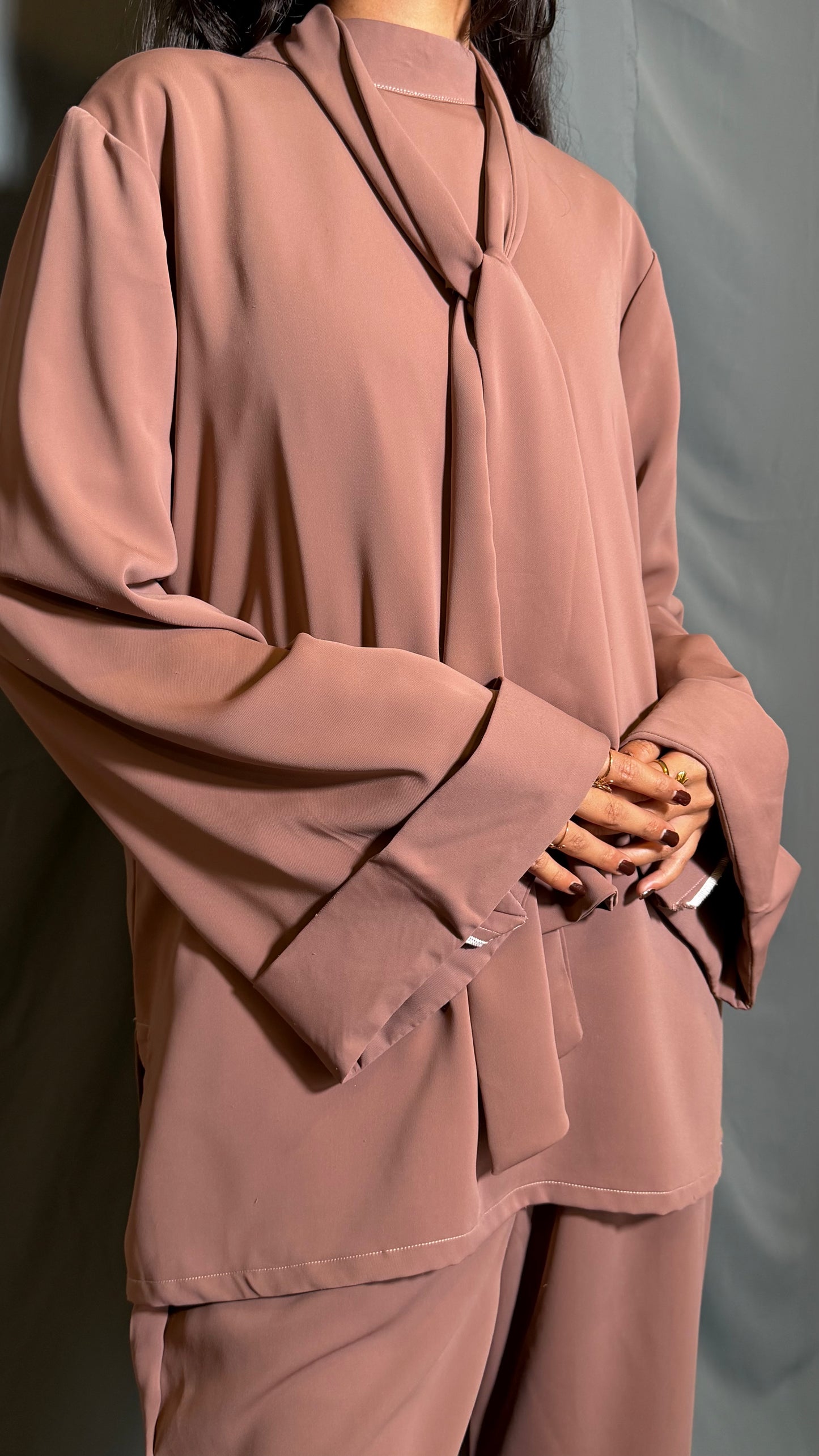 Aura Tie Belt Coord Set - Mauve Taupe