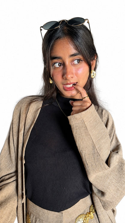 Sahra Abaya Set - Olive Brown