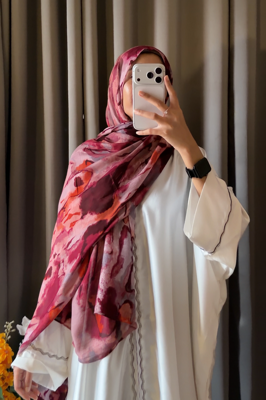 Printed Modal Hijab - Coral
