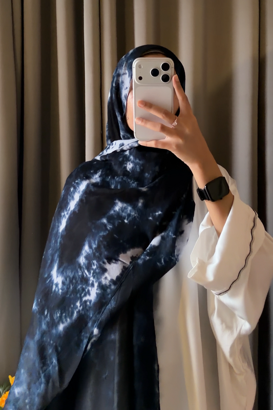Printed Modal Hijab - Navy